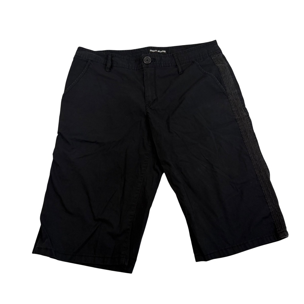 DKNY Jeans Womens Black Bermuda Shorts Side Stripe Utility Size 10